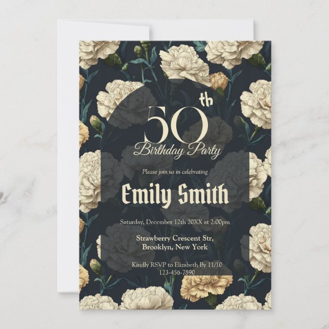 Custom Carnation Fantasy 1St Birthday Invitation (Front)