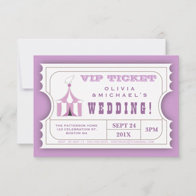 CUSTOM Carnival Admission Ticket for Wedding Invitation (Front)
