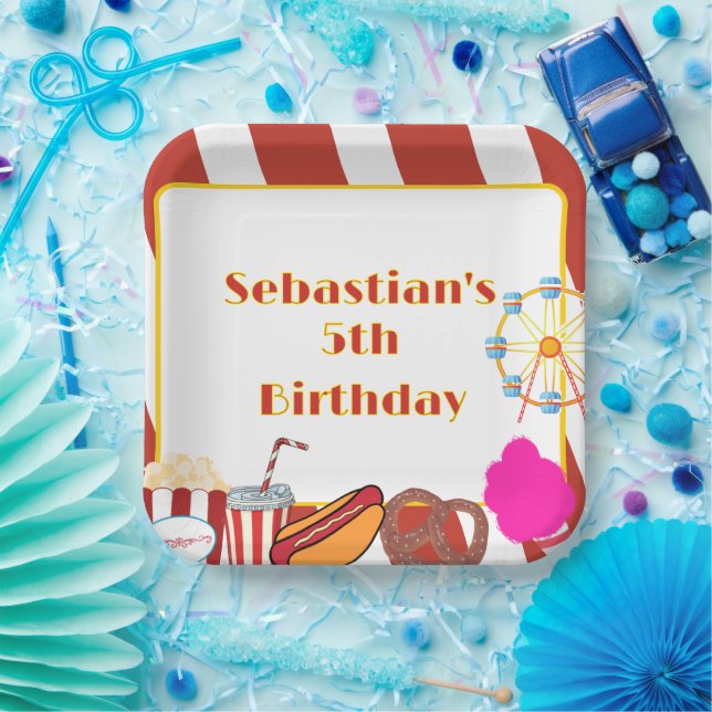 Custom Carnival Birthday Party Paper Plate (Party)