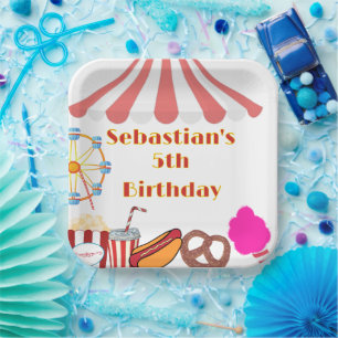 Custom Carnival Birthday Party Paper Plate