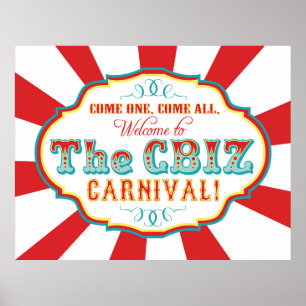 CUSTOM Carnival Circus Birthday Banner CBIZ Poster