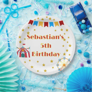 Custom Carnival Themed Birthday Party Paper Plate