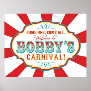 Custom Carnival Welcome Birthday Banner for Bobby Poster