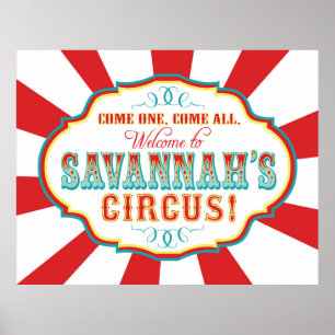 Custom Carnival Welcome Birthday Banner Savannah Poster