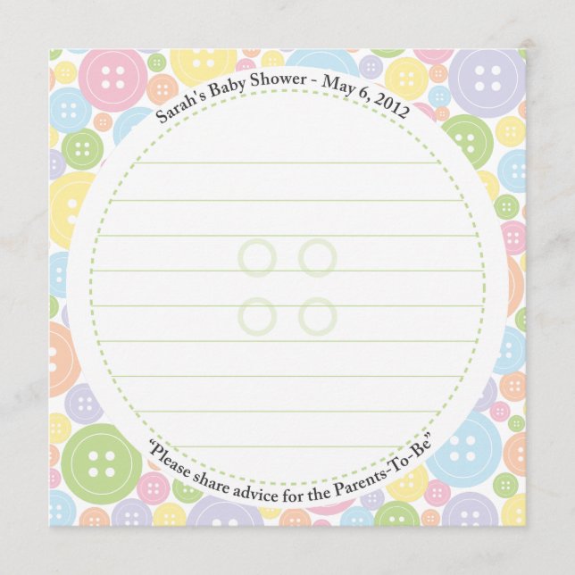Custom Carol |  Cute as a Button | Advice Card (Front)