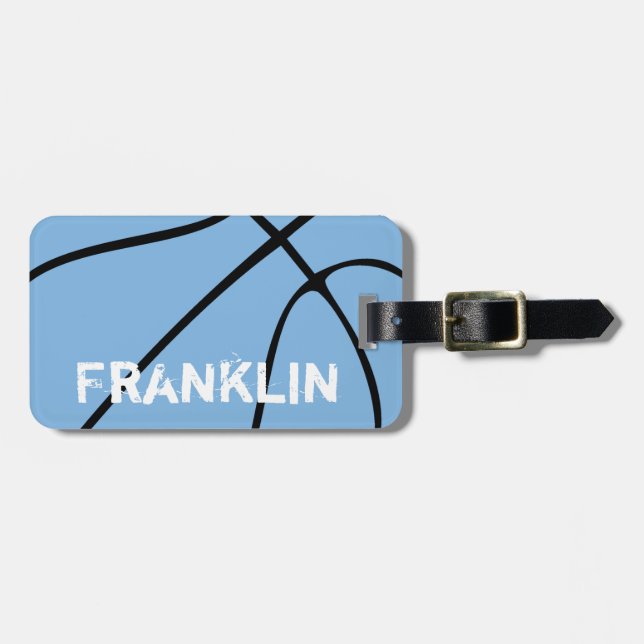 Custom Carolina Blue Basketball Luggage Tags (Front Horizontal)