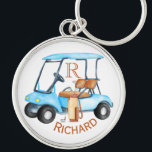 Custom Cart Clubs Monogram Name  Key Ring<br><div class="desc">Custom Cart Clubs with name and monogrammed key chain --This is a great gift for all golf lovers -- simple and elegant. Personalise it with their initials/monogram. If you have any design questions or a special request,  please send an email to: charmdesignstudio@rcn.com</div>