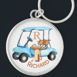 Custom Cart Clubs Monogram Name  Key Ring<br><div class="desc">Custom Cart Clubs with name and monogrammed key chain --This is a great gift for all golf lovers -- simple and elegant. Personalise it with their initials/monogram. If you have any design questions or a special request,  please send an email to: charmdesignstudio@rcn.com</div>