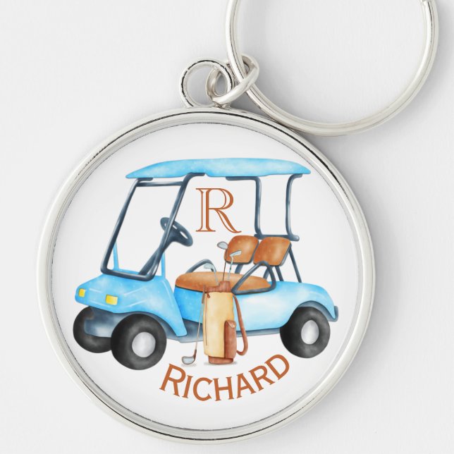 Custom Cart Clubs Monogram Name  Key Ring (Front)