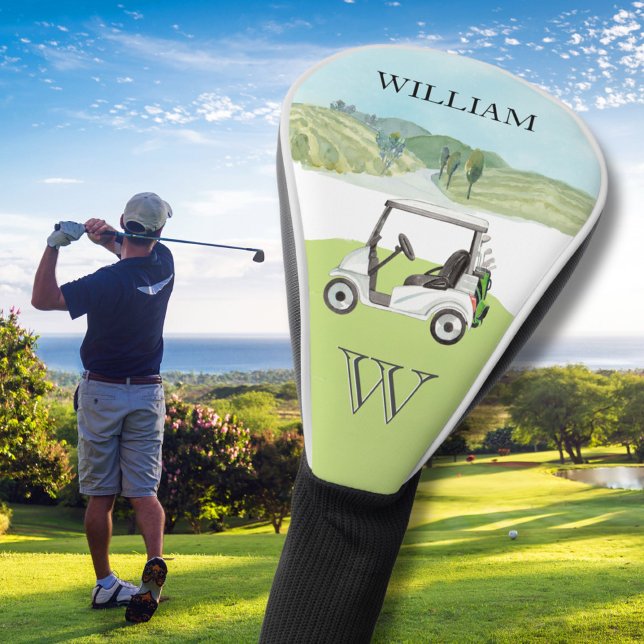 Custom Cart Course Clubs Monogram Name Golf Head Cover (Creator Uploaded)