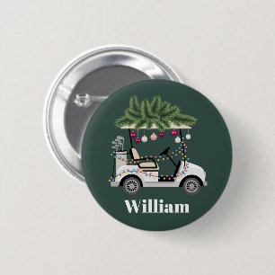 Custom Cart Name Golf Balls Christmas Golfer 6 Cm Round Badge