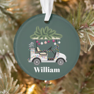 Custom Cart Name Golf Balls Christmas Golfer Ornament