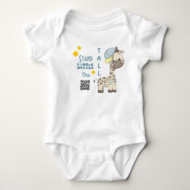 Custom Cartoon Baby Boy Giraffe  Bodysuit (Front)