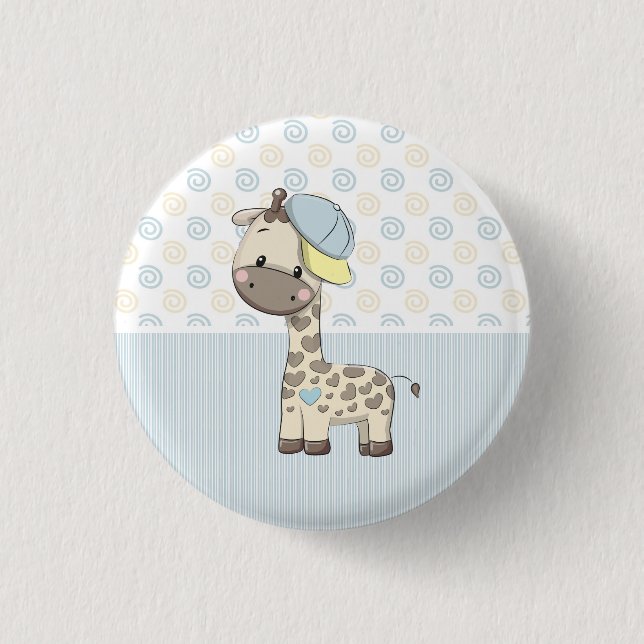 Custom Cartoon Baby Boy Giraffe Button (Front)