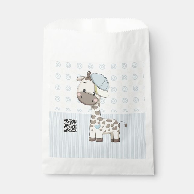 Custom Cartoon Baby Boy Giraffe  Favour Bags (Front)