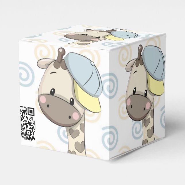 Custom Cartoon Baby Boy Giraffe  Favour Box (Front Side)