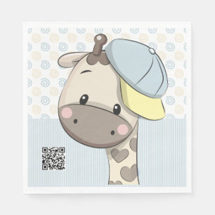 Custom Cartoon Baby Boy Giraffe  Napkin