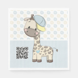 Custom Cartoon Baby Boy Giraffe Paper Napkin 