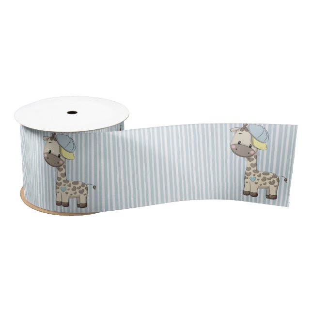 Custom Cartoon Baby Boy Giraffe Satin Ribbon  (Spool)