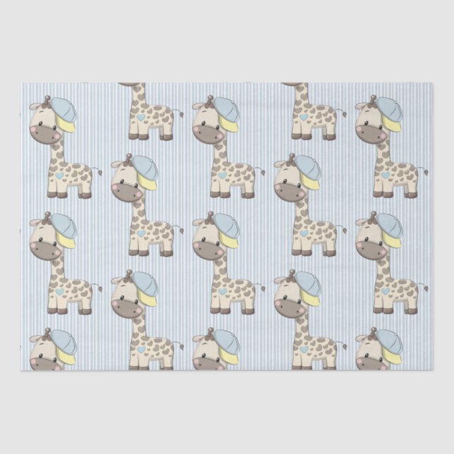 Custom Cartoon Baby Boy Giraffe Tissue Paper  (Front)