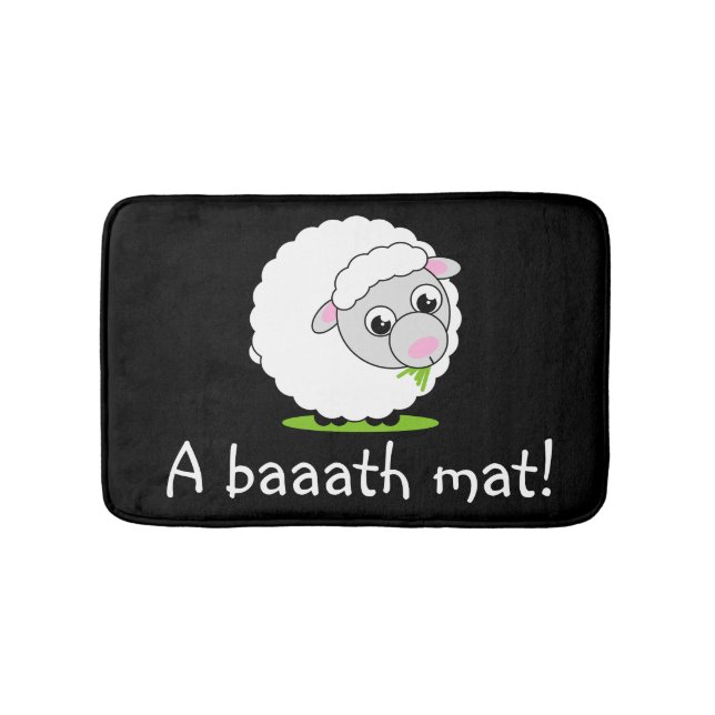 Custom, cartoon cute white sheep: bath mat (Front)