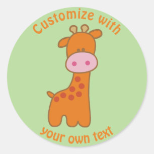 Custom Cartoon Giraffe Classic Round Sticker
