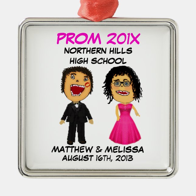 Custom Cartoon Prom Couple Metal Tree Decoration (Front)