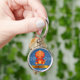 Custom Cartoon Year of the Dragon Word Art Key Ring