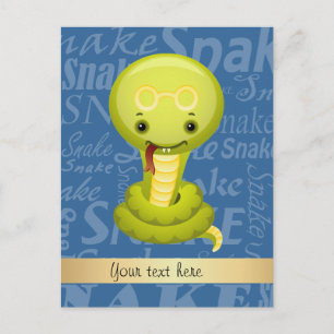 Custom Cartoon Year of the Snake Word Art Holiday Postcard