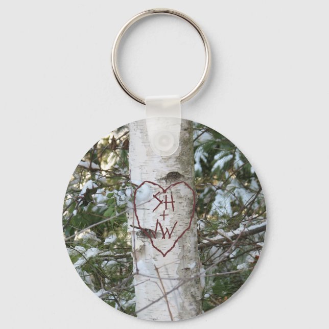 Custom Carved Birch Tree Key Chain (Front)