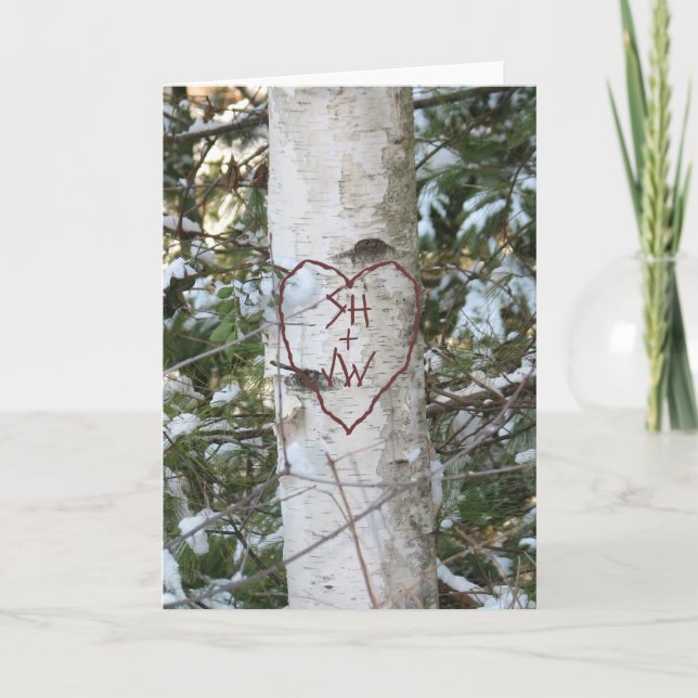 Custom Carved Birch Tree Note Card (Front)