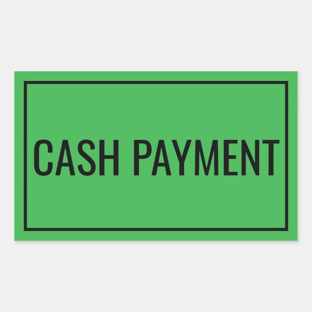 Custom Cash Payment Text Sticker for Banking Use (Front)
