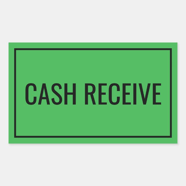 Custom Cash Received Text Sticker for Banking Use (Front)