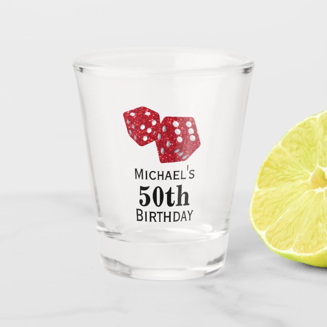 Custom Casino 40th Birthday Party Favour Shot Shot Glass (Front)