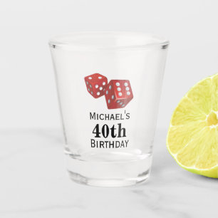 Custom Casino 40th Birthday Party Favour Shot Shot Glass