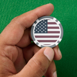 Custom casino poker chips with American flag print