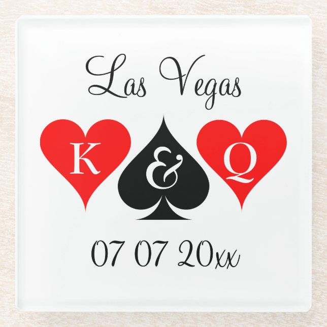 Custom casino poker Las Vegas wedding coaster (Front)