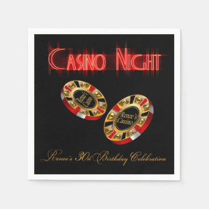 CUSTOM Casino Style Party ASK ME 4 NAMES IN CHIPS Napkin
