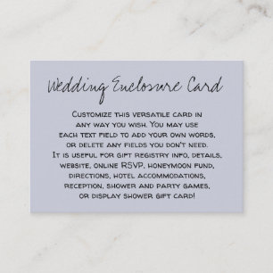 Custom, Casual DIY Versatile Dusty Blue Wedding Enclosure Card