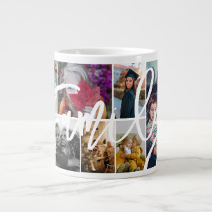 Custom Casual Simple 8 Photos Collage Large Coffee Mug