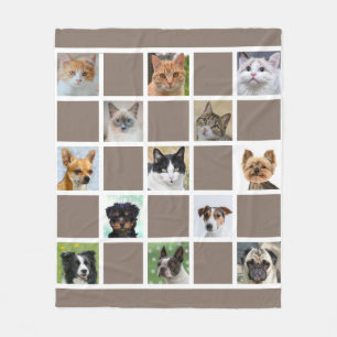 Custom Cat and Dog Photos on Lucky Beige Fleece Blanket