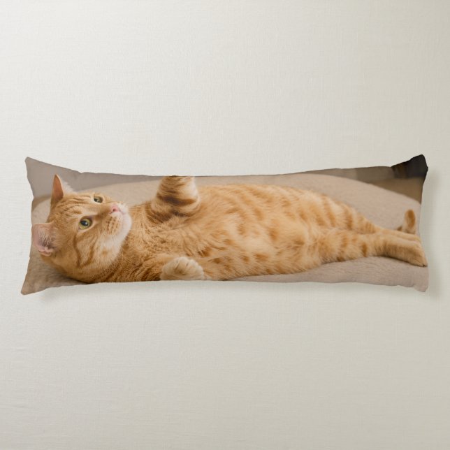 Custom Cat Body shaped Personalised Pet Photo Long Cushion (Front)