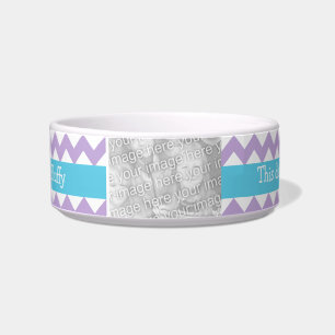 Custom Cat Bowl, Pastel Colour Chevrons Bowl