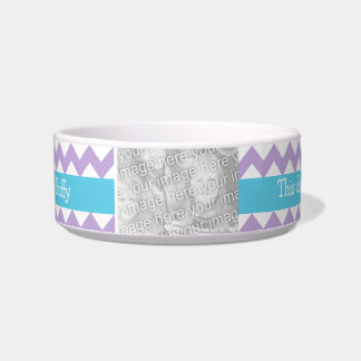 Custom Cat Bowl, Pastel Colour Chevrons Bowl