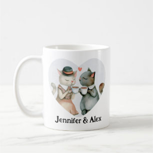 Custom Cat Couple Names Personalised Coffee Mug