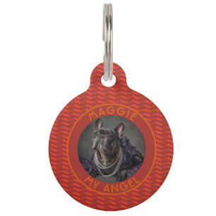 Custom Cat Dad Gift Chevron Pattern Pet Tag