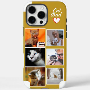 Custom Cat Dad Photo Collage Phone Case with Name