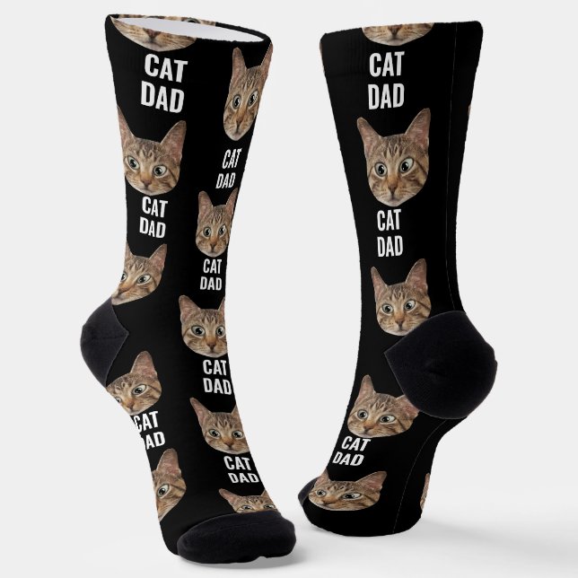 Custom Cat Dad Socks Cat Face Socks Cat Lover Gift (Angled)