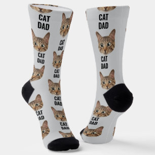 Custom Cat Dad Socks Cat Face Socks Cat Lover Gift