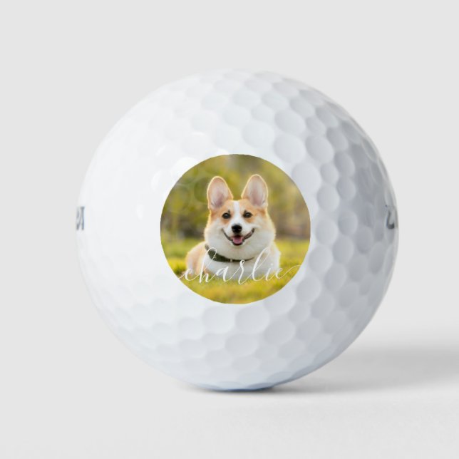 Custom Cat, Dog, & Pet Photo With Name Golf Balls (Front)